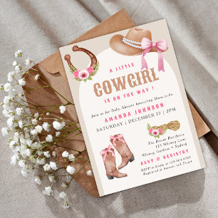 Eine kleine Cowgirl-Schleife Wild West Rodeo Baby Einladung