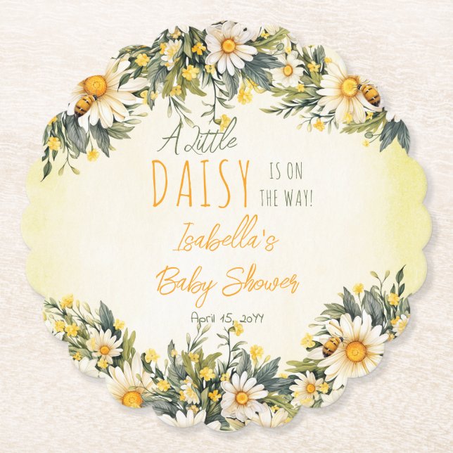 Eine kleine Daisy ist auf dem Weg zur Blumendusche Untersetzer (Vorderseite)