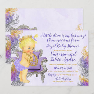 Eine kleine Diva Lila Gold Aquarell Kinderdusche Einladung
