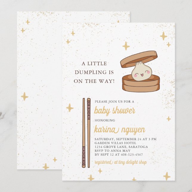 Eine kleine duftende Babydusche Einladung (Vorne/Hinten)