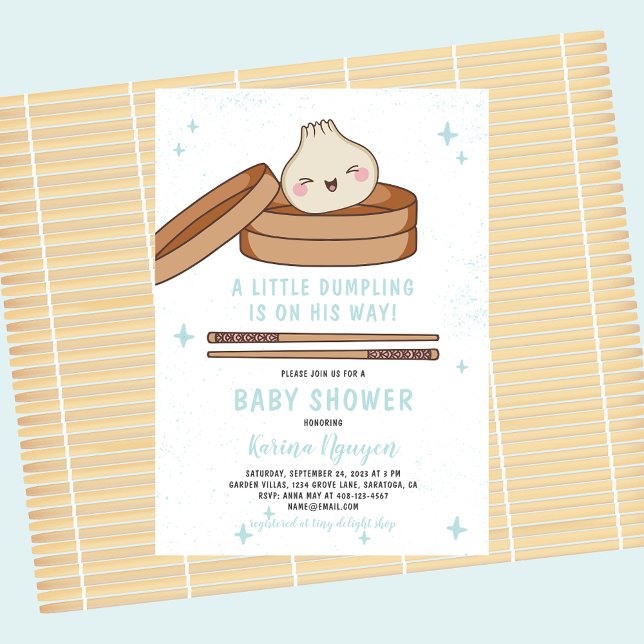 Eine kleine Dumpling ist auf dem Weg zur Babydusch Einladung (Von Creator hochgeladen)