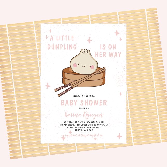 Eine kleine Dumpling ist auf dem Weg zur Babydusch Einladung (Von Creator hochgeladen)
