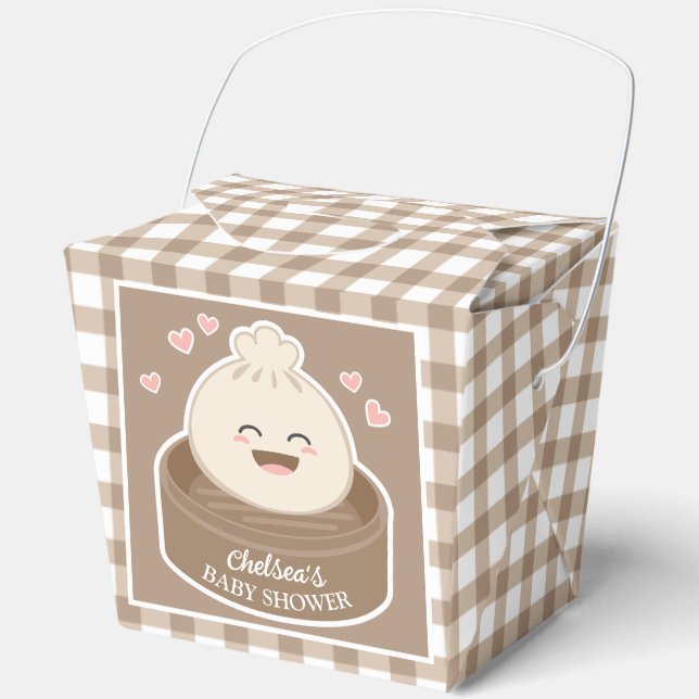 Eine kleine Dumpling ist auf dem Weg zur Babydusch Geschenkschachtel (Vorderseite)