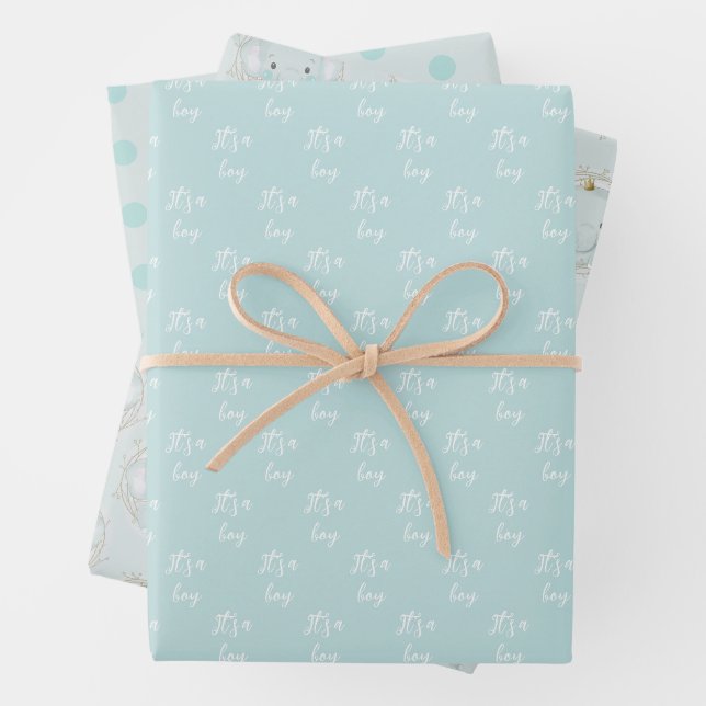 Eine kleine Elefantenjunge Babydusche Geschenkpapier Set (Beispiel)