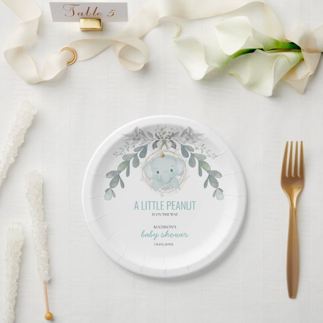 Eine kleine Elefantenjunge Babydusche Pappteller (Hochzeit)