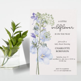 Eine kleine elegante Wildblume Girl Baby Dusche Einladung