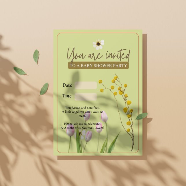 Eine kleine elegante Wildblume Girl Baby Dusche Einladung (#invitation)