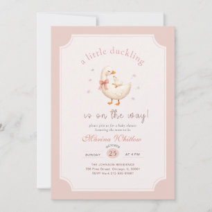 Eine kleine Enten-Gans rosa Schleife Baby Shower Einladung