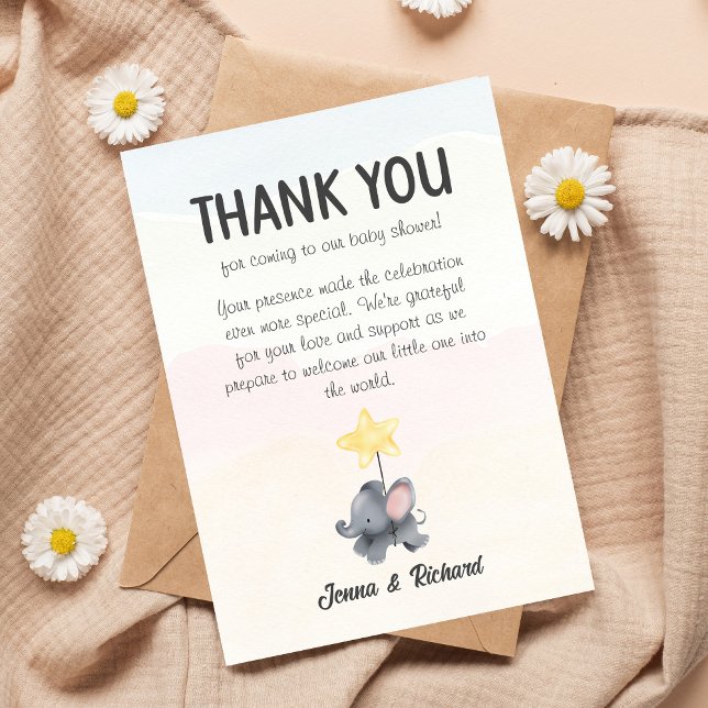 Eine kleine Erdnuss ist unterwegs mit einer Babydu Dankeskarte (A Little Peanut Elephant Thank You Card)