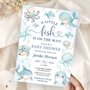 Eine kleine Fisch ist auf dem Weg - Babyparty-Einl Einladung