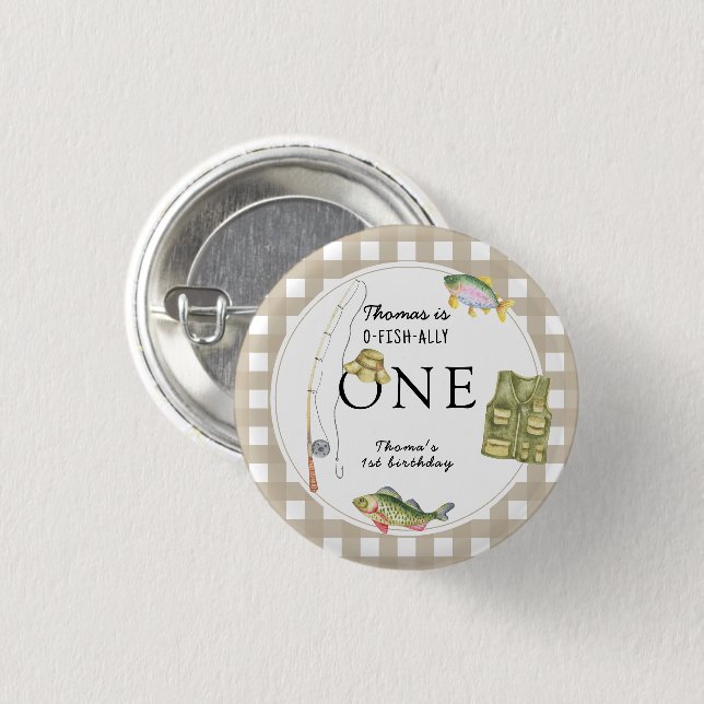 Eine kleine Fischerman Birthday Party Button (Vorne & Hinten)