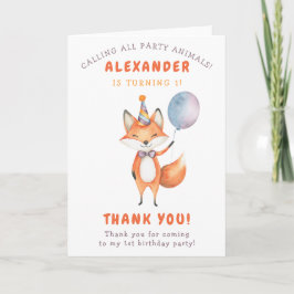 Eine kleine Fox-Geburtstagsparty Dankeskarte