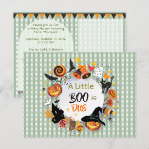 Eine kleine Geist ist fällig Olive Gingham QR Baby Postkarte