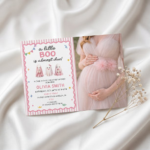 Eine kleine gestreifte Boo Mädchen Baby Shower Ein Einladung