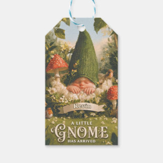 Eine kleine Gnome ist angekommen Baby Ankündigung Geschenkanhänger
