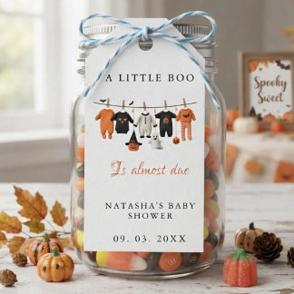 Eine kleine Halloween-Überraschung steht vor der T Geschenkanhänger