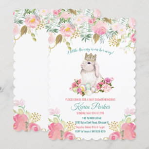Eine kleine Hasen-Blumen-Baby-Party-Einladung Einladung
