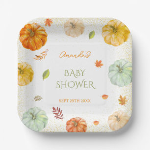 Eine kleine herbstliche Kürbis-Baby-Party Pappteller