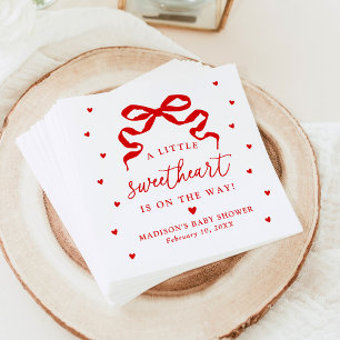 Eine kleine Herzensbrecher-Rote-Schleife-Baby-Part Serviette