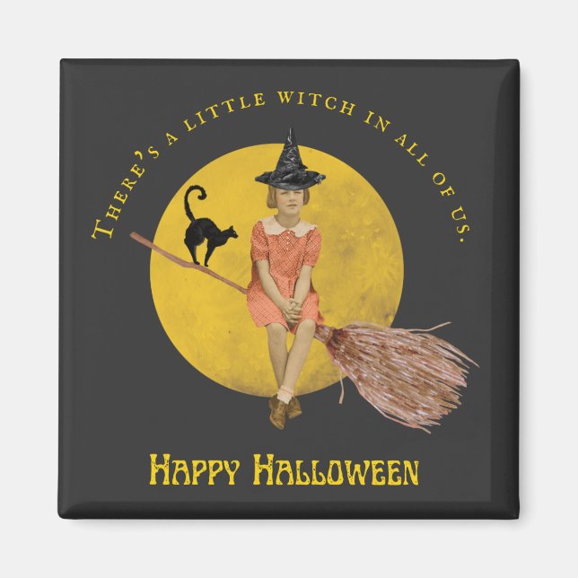 Eine kleine Hexe in ganz uns Halloween Magnet (Vorne)