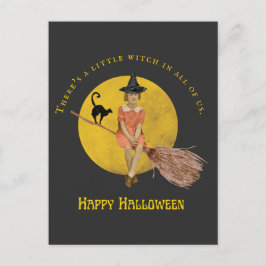 Eine kleine Hexe in ganz uns Halloween Postkarte