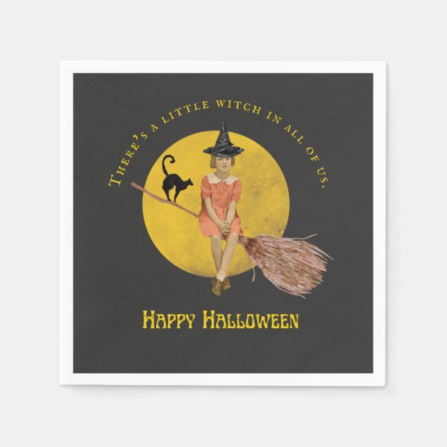 Eine kleine Hexe in ganz uns Halloween Serviette (Vorderseite)