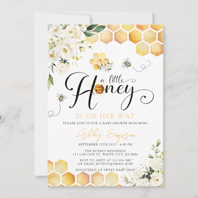 Eine kleine Honey Baby Dusche Einladung (Vorderseite)