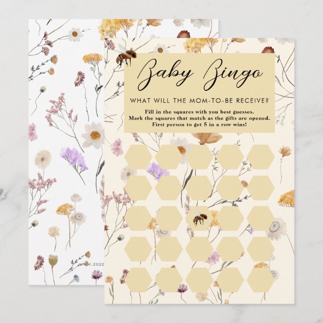 Eine kleine Honey Baby Shower Baby Bingo Card Einladung (Vorne/Hinten)