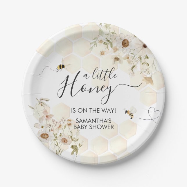 Eine kleine Honey Bee Baby Dusche Pappteller (Vorderseite)