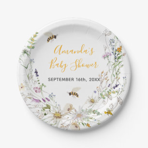 Eine kleine Honey Bee Wildblume Babydusche Pappteller