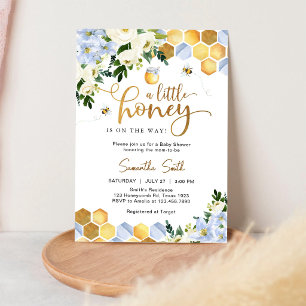 Eine kleine Honigbiene Florale Babyparty-Einladung Einladung