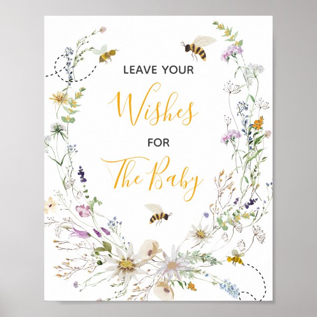 Eine kleine Honigbiene-Wildblume Verlasst Ihre Wün Poster (Vorne)