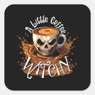 Eine kleine Kaffehexerei Quadratischer Aufkleber