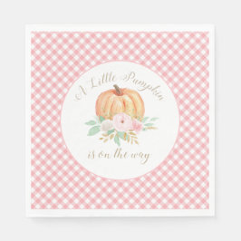 Eine kleine Kürbis-Baby-Dusche mit Blumenrosa Kari Serviette