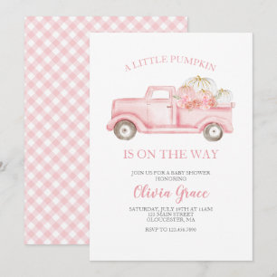 Eine kleine Kürbis-Baby-Party Pinker Lastwagen Einladung