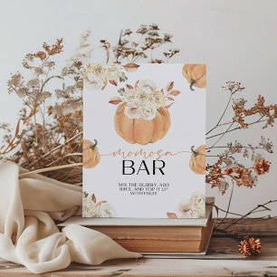 Eine kleine Kürbis-Fall-Babydusche Momosa-Bar Sockelschild