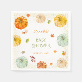 Eine kleine Kürbis Fall Botanische Babydusche Serviette