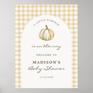 Eine kleine Kürbis-Gingham-Baby-Party Poster