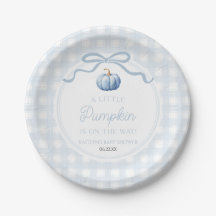 Eine kleine Kürbisblaue Schleife Herbst-Baby-Party