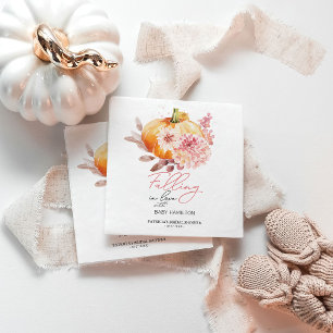 Eine kleine Kürbispuppe "auf dem Weg" Baby Shower Serviette