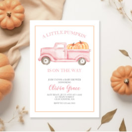 Eine kleine Kürbispuppe Dusche Pink Truck Einladun Einladung