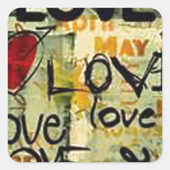 Eine kleine Liebe Graffiti Quadratischer Aufkleber (Vorderseite)