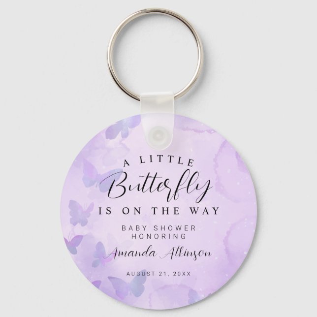 Eine kleine Lila Babydusche Schlüsselanhänger (Vorderseite)
