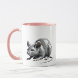 Eine kleine Maus sucht heimlich nach ihrem Essen. Tasse