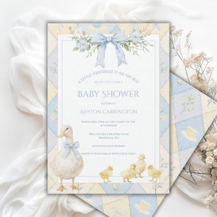 Eine kleine Meise Blau Gelb Süße Babyparty Einladung