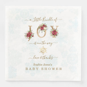 Eine kleine Menge Joy Poinsettia Gold Baby Dusche Serviette