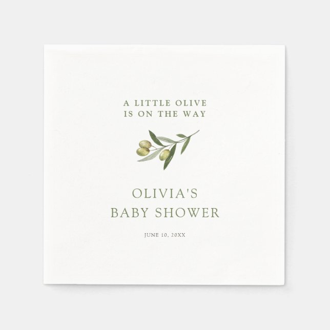 Eine kleine Minimalistische Babydusche aus Olivenö Serviette (Vorderseite)