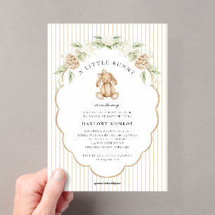 Eine kleine neutrale Baby-Shower-Einladung mit Häs Acryleinladungen