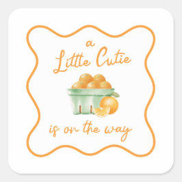 Eine kleine orangefarbene Süsse-Babydusche Quadratischer Aufkleber