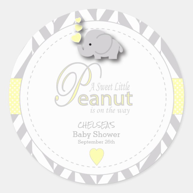 Eine kleine Peanut Elephant Babydusche Runder Aufkleber (Vorderseite)